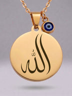 Allah ve Muhammed Lafzı Çift Taraflı Kolye – 316L Çelik