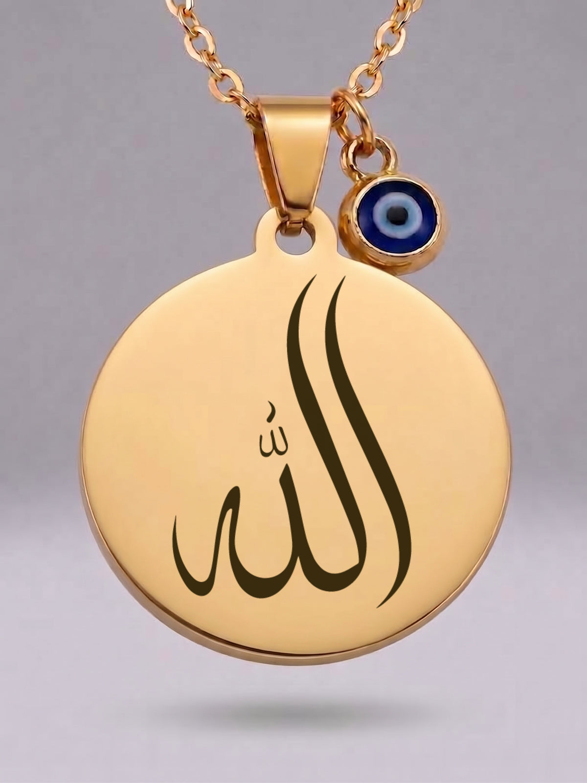 Allah ve Muhammed Lafzı Çift Taraflı Kolye – 316L Çelik