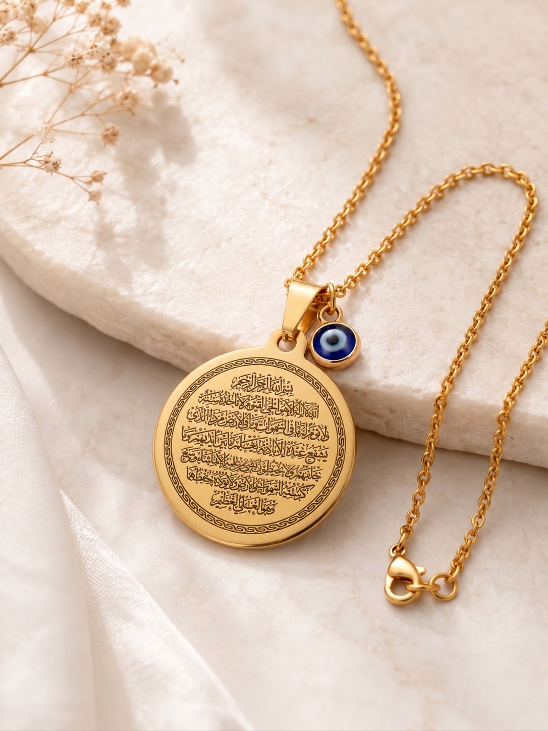 Mühr-i Süleyman ve Ayetel Kürsi Çift Taraflı Kolye – 316L Çelik